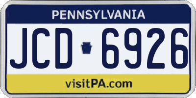 PA license plate JCD6926