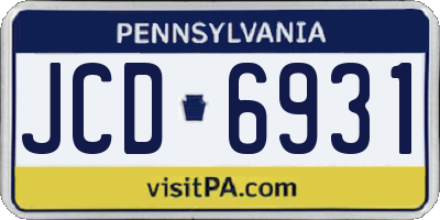 PA license plate JCD6931