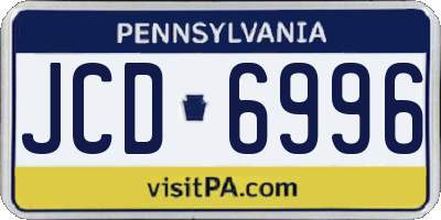 PA license plate JCD6996
