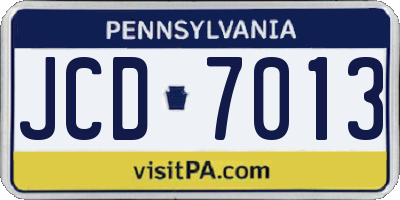 PA license plate JCD7013