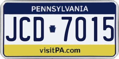 PA license plate JCD7015