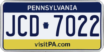 PA license plate JCD7022