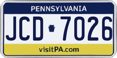 PA license plate JCD7026