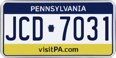 PA license plate JCD7031