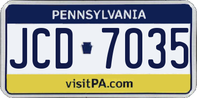 PA license plate JCD7035
