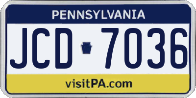 PA license plate JCD7036