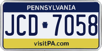 PA license plate JCD7058