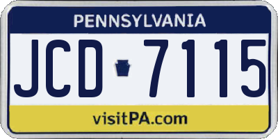 PA license plate JCD7115
