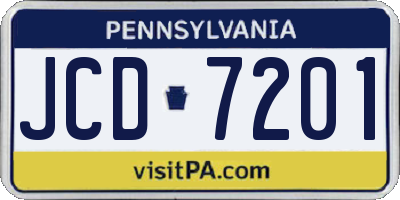 PA license plate JCD7201