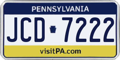 PA license plate JCD7222