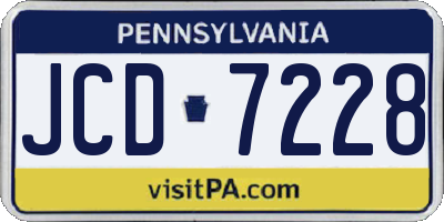 PA license plate JCD7228