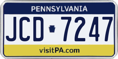 PA license plate JCD7247
