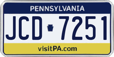 PA license plate JCD7251