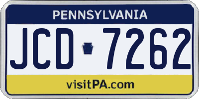 PA license plate JCD7262