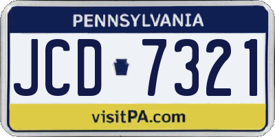 PA license plate JCD7321