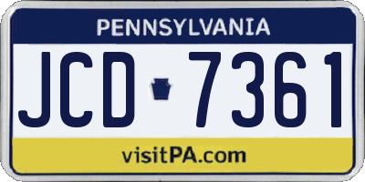 PA license plate JCD7361