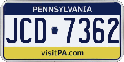 PA license plate JCD7362