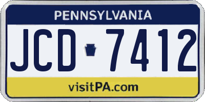 PA license plate JCD7412