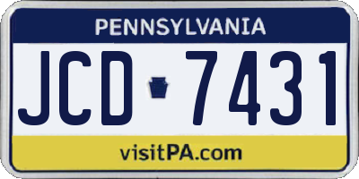 PA license plate JCD7431