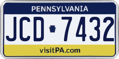 PA license plate JCD7432
