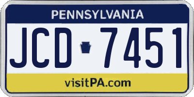 PA license plate JCD7451