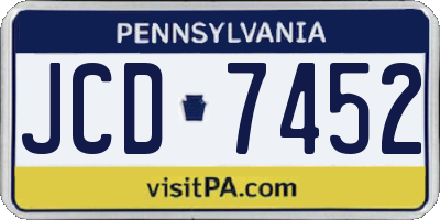 PA license plate JCD7452