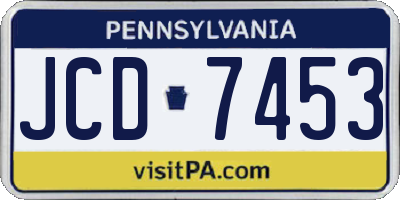 PA license plate JCD7453
