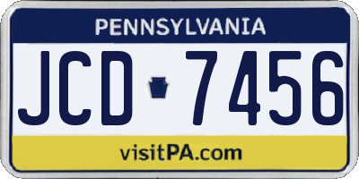 PA license plate JCD7456