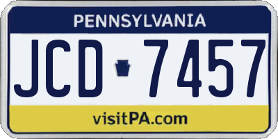 PA license plate JCD7457