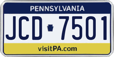 PA license plate JCD7501