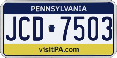 PA license plate JCD7503