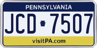 PA license plate JCD7507