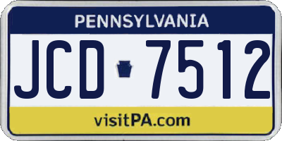 PA license plate JCD7512