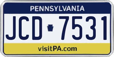 PA license plate JCD7531