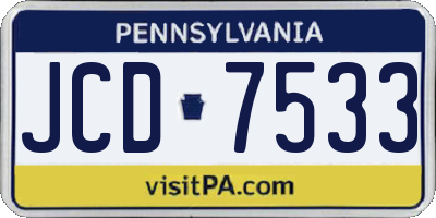PA license plate JCD7533