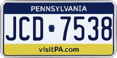 PA license plate JCD7538