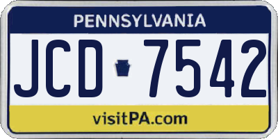 PA license plate JCD7542