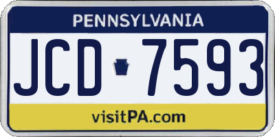 PA license plate JCD7593