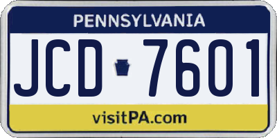 PA license plate JCD7601