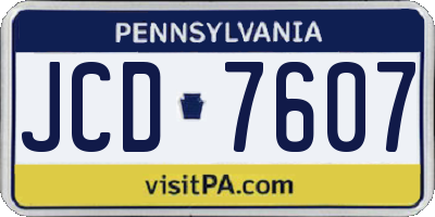 PA license plate JCD7607