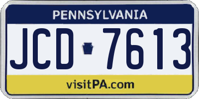 PA license plate JCD7613