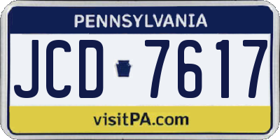 PA license plate JCD7617