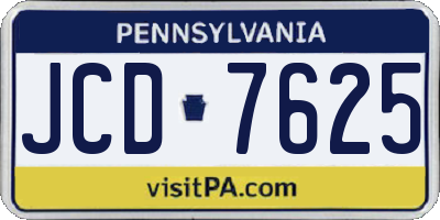 PA license plate JCD7625