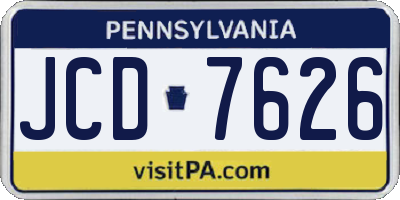 PA license plate JCD7626