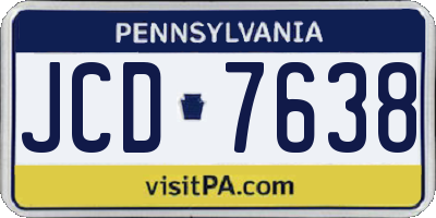 PA license plate JCD7638
