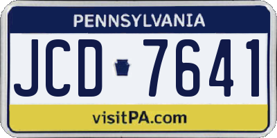PA license plate JCD7641