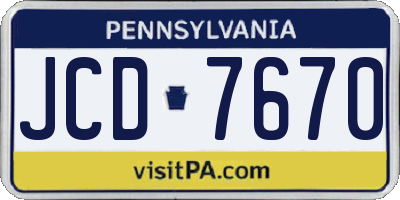 PA license plate JCD7670