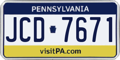 PA license plate JCD7671