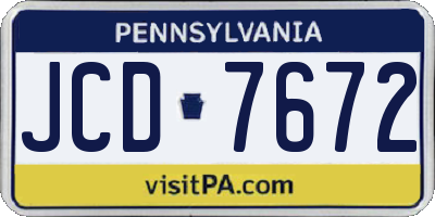 PA license plate JCD7672