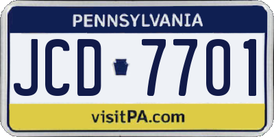 PA license plate JCD7701
